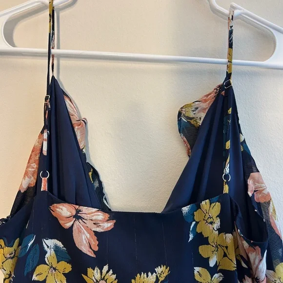 Lulu's Navy Floral Midi Dress with Pink & Yellow Blooms - Picture 7 of 8